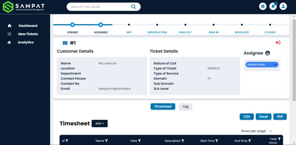 single ticket page